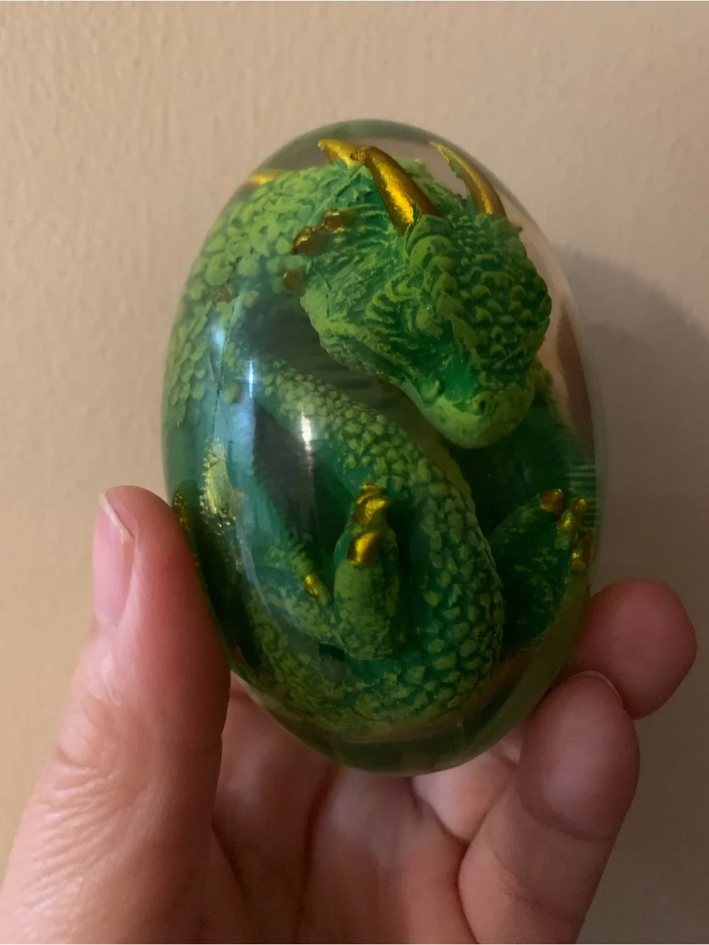 Green Dragon Resin Egg Décor for Reptile Lovers